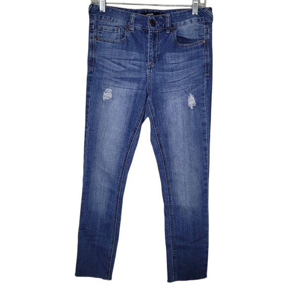 Harper Denim - Harper Hallie Medium Wash frayed hem distressed skinny jeans womens size 28